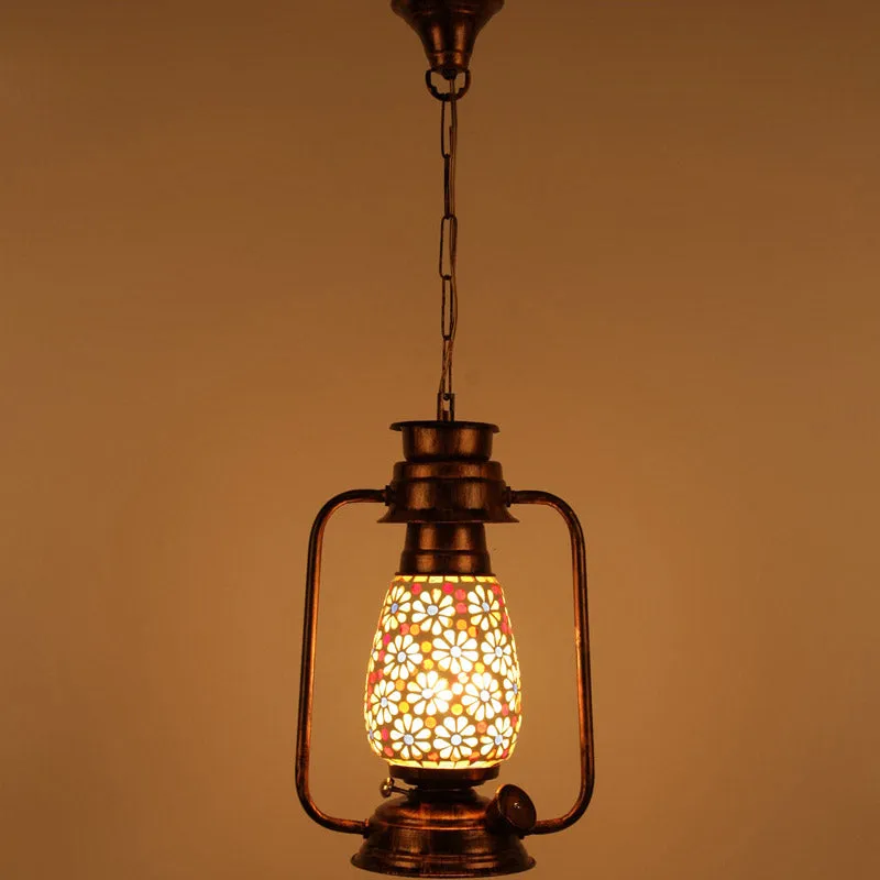 Admya Mosaic Lantern Glass Ceiling Lamp - Copper media 2