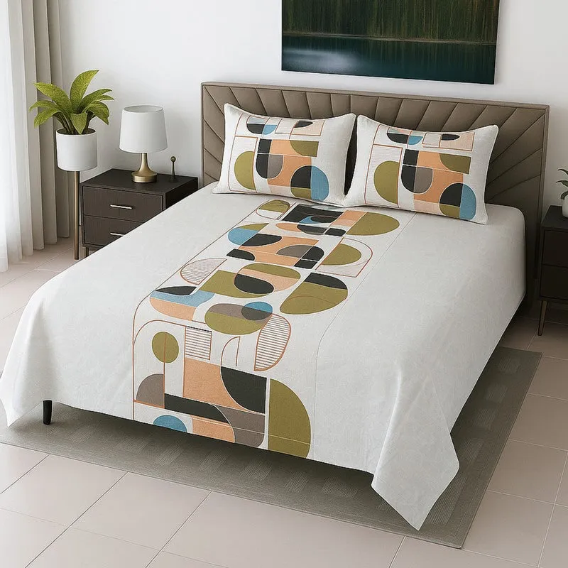 Textura Cotton Bedsheets (Olive,Off White) - 400 TC media 1