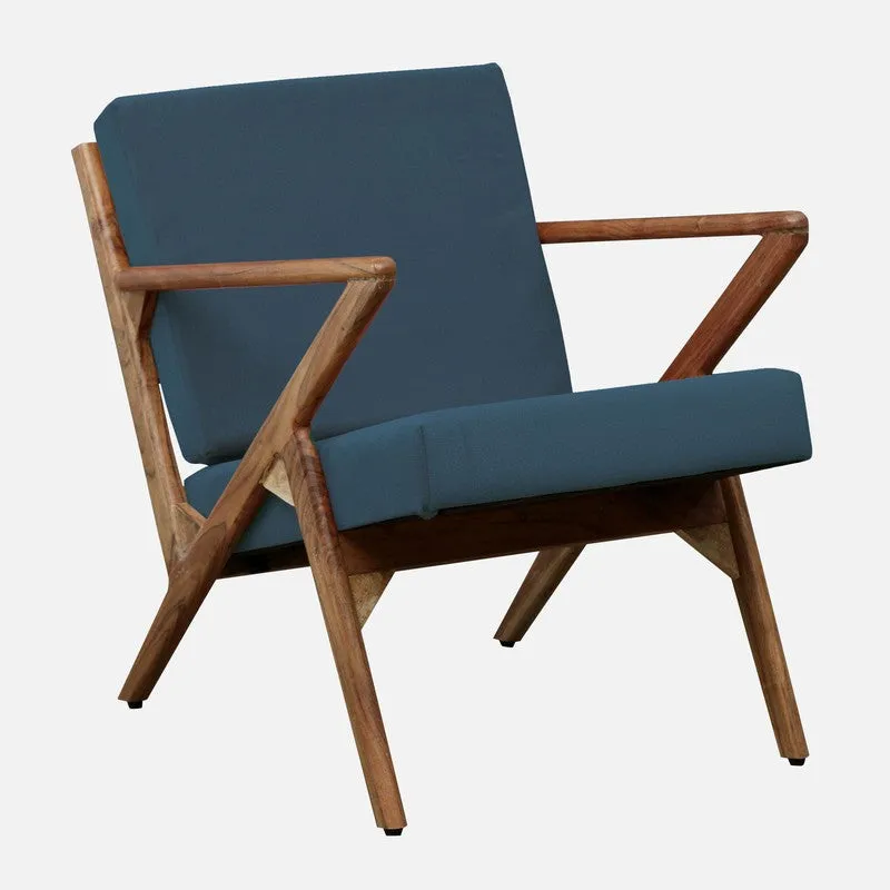 Metrona Acacia Wood Accent Chair - Blue media 3