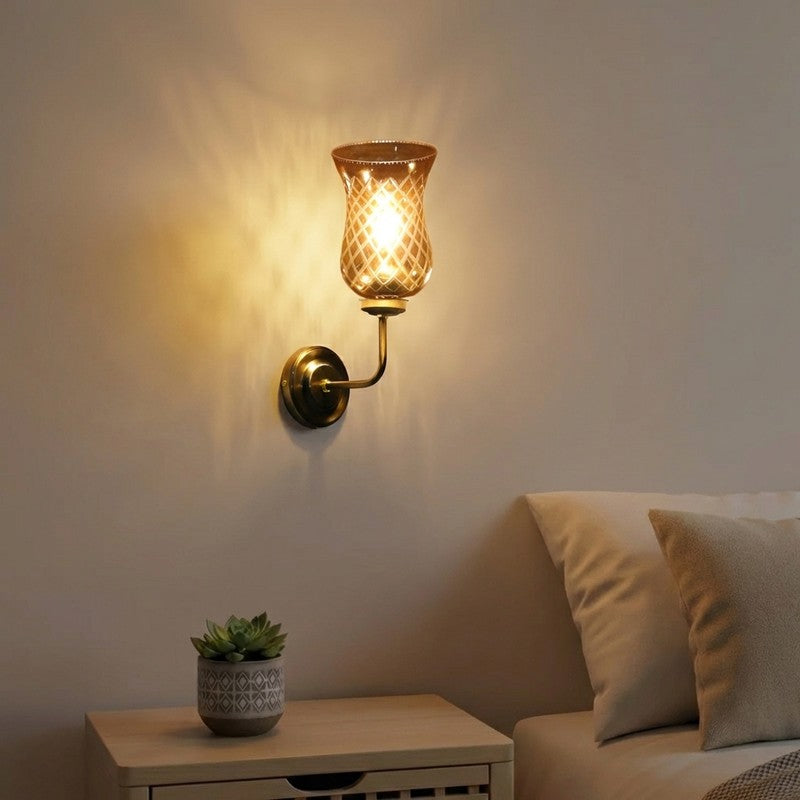Honey Glow Arched Base Glass Wall Lamp