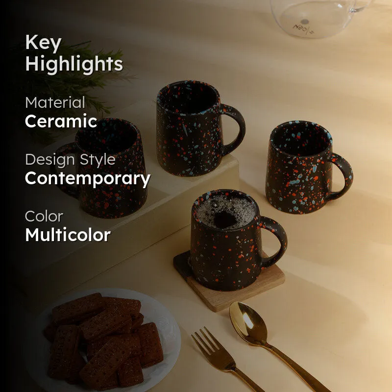 Splash Ceramic Coffee Mug (300 mL Each) - Set Of Four media 2