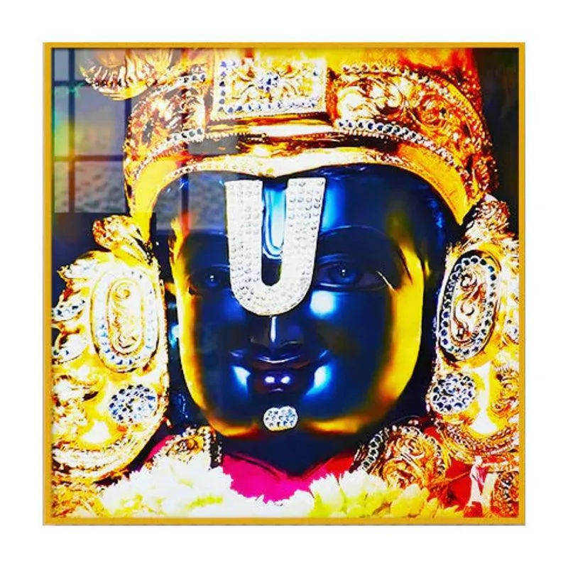 Thirupathi Dharshanam Spiritual Canvas Wall Art With Frame - Gold media 3