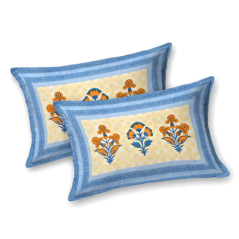 Rangrez Rosette Cotton Bedsheet (Blue) - 180 TC media 6