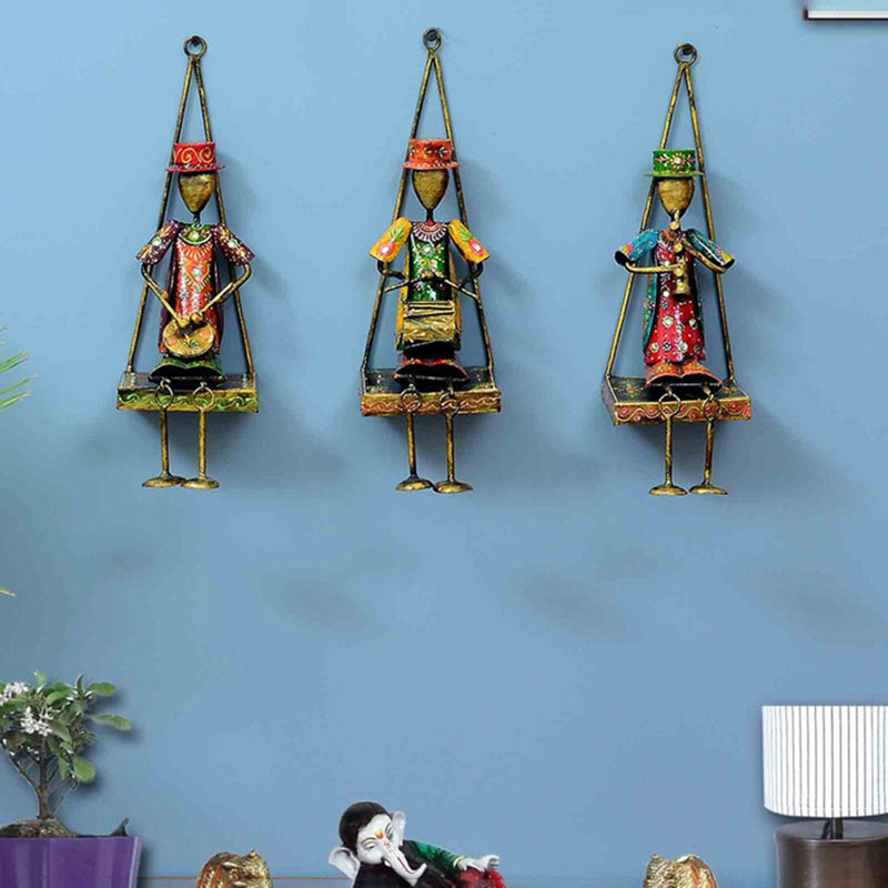 Seated Troupe Iron Wall Accent - Set Of Three