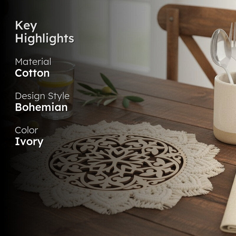 Boho Artsy Handcrafted Macrame Placemat - Single Piece media 2