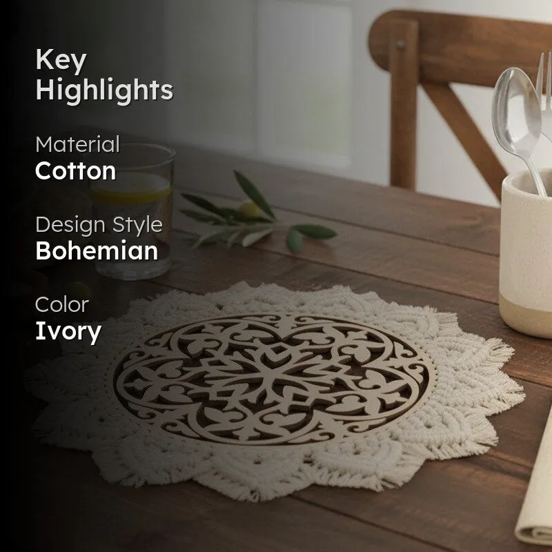 Boho Artsy Handcrafted Macrame Placemat - Single Piece media 2
