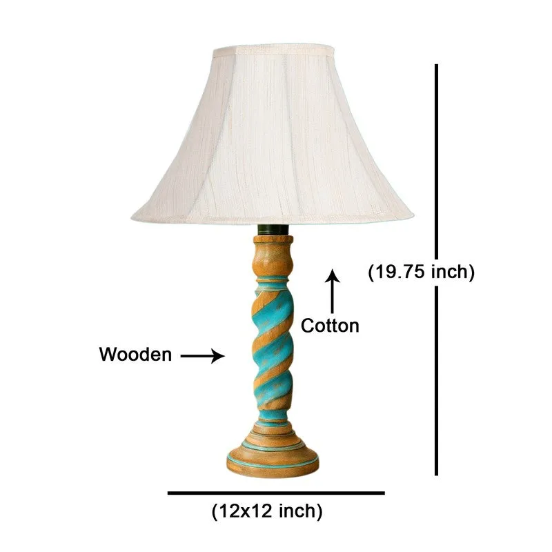 Elara Kairo Wooden Table Lamp - OffWhite media 8