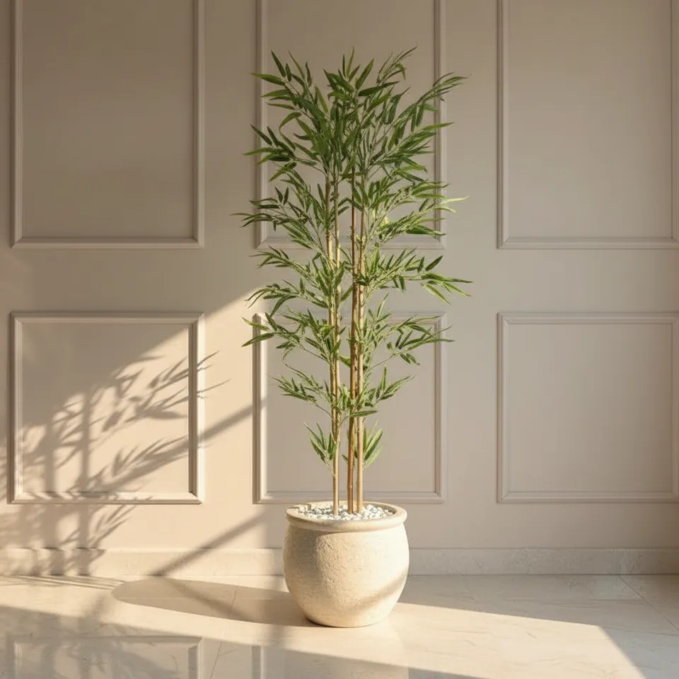Artificial Bamboo Plant With Pot (Black) - 5.9 Feet media 1