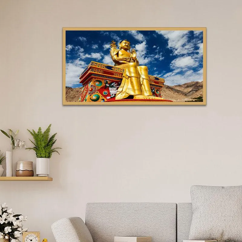 Divine Grace Buddha Canvas Wall Painting With Frame media 1