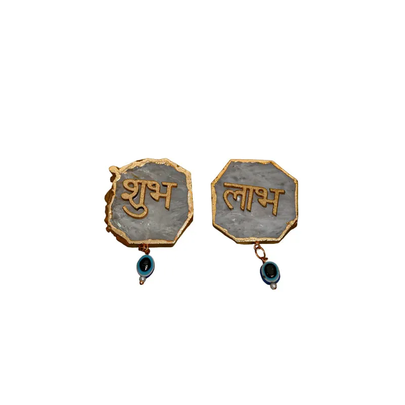 Shub Labh Agate Wall Accents (Grey) - Set Of Two media 4