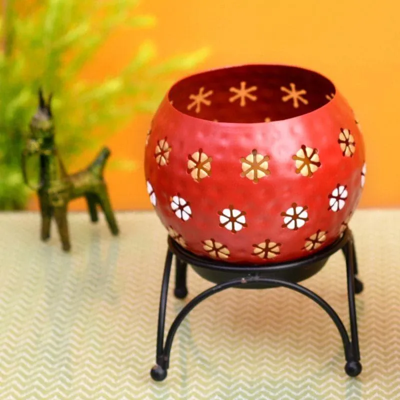 Nahusha Tealight Candle Holder (Red) - Set Of Two media 3