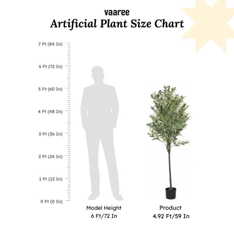 Faux Olive Tree Plant With Black Plastic Pot - 4.92 ft media 7