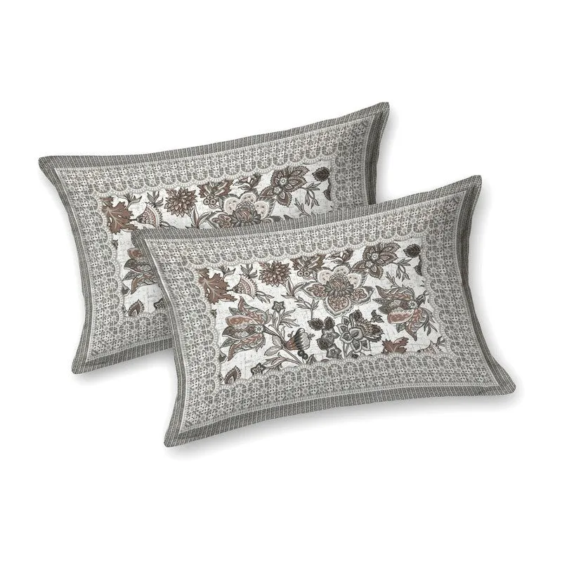 Leafis Cotton Bedsheet (Grey,White) - 240 TC media 4