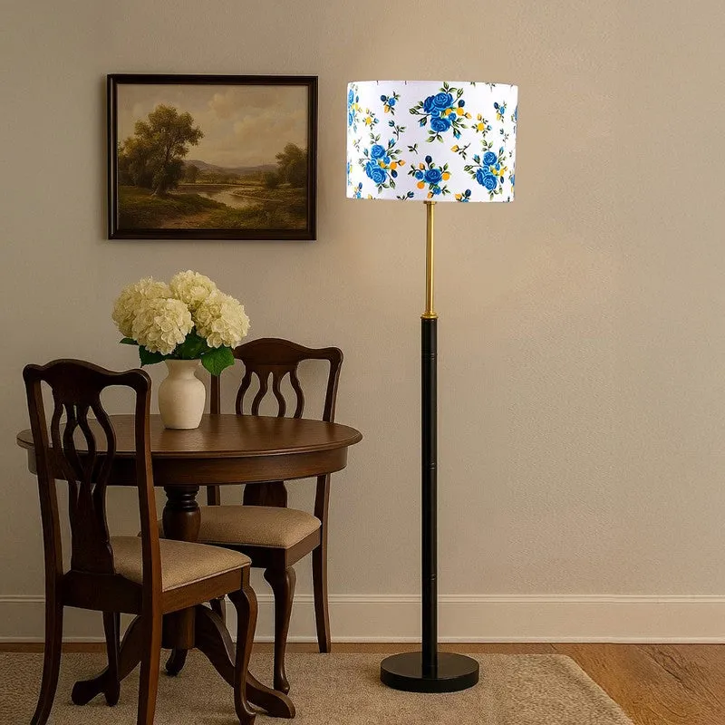 Retro Shine Wooden Floor Lamp - Blue media 4