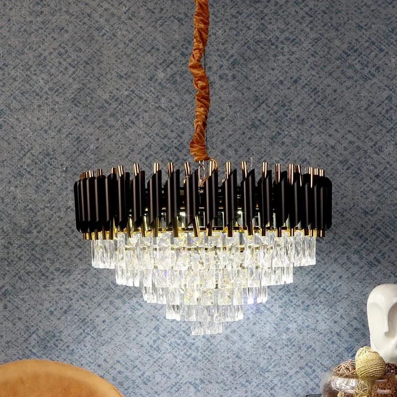 Auristra Crystal Cluster Chandelier - Black & Gold media 6