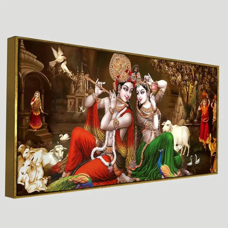 Sri Radhe Gopala Spiritual Canvas Wall Painting With Frame media 4
