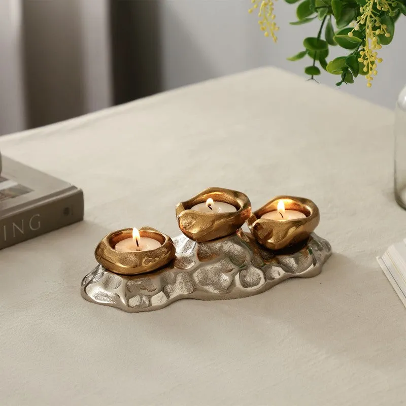Regal Lotus Candle Holder - Gold media 1