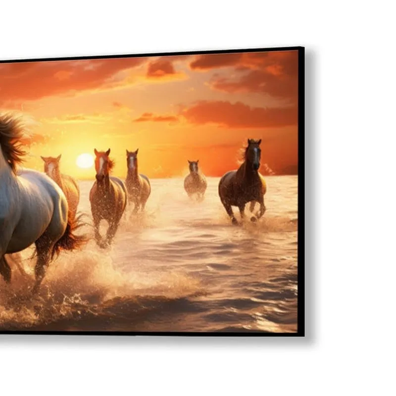 Ocean Horse Run Canvas Wall Painting With Black Frame media 6
