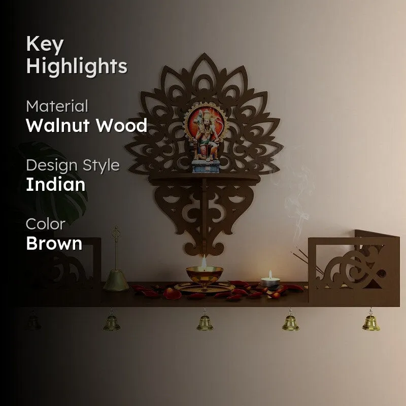 Prarthana Space Mandir with Shelf (Brown) media 2