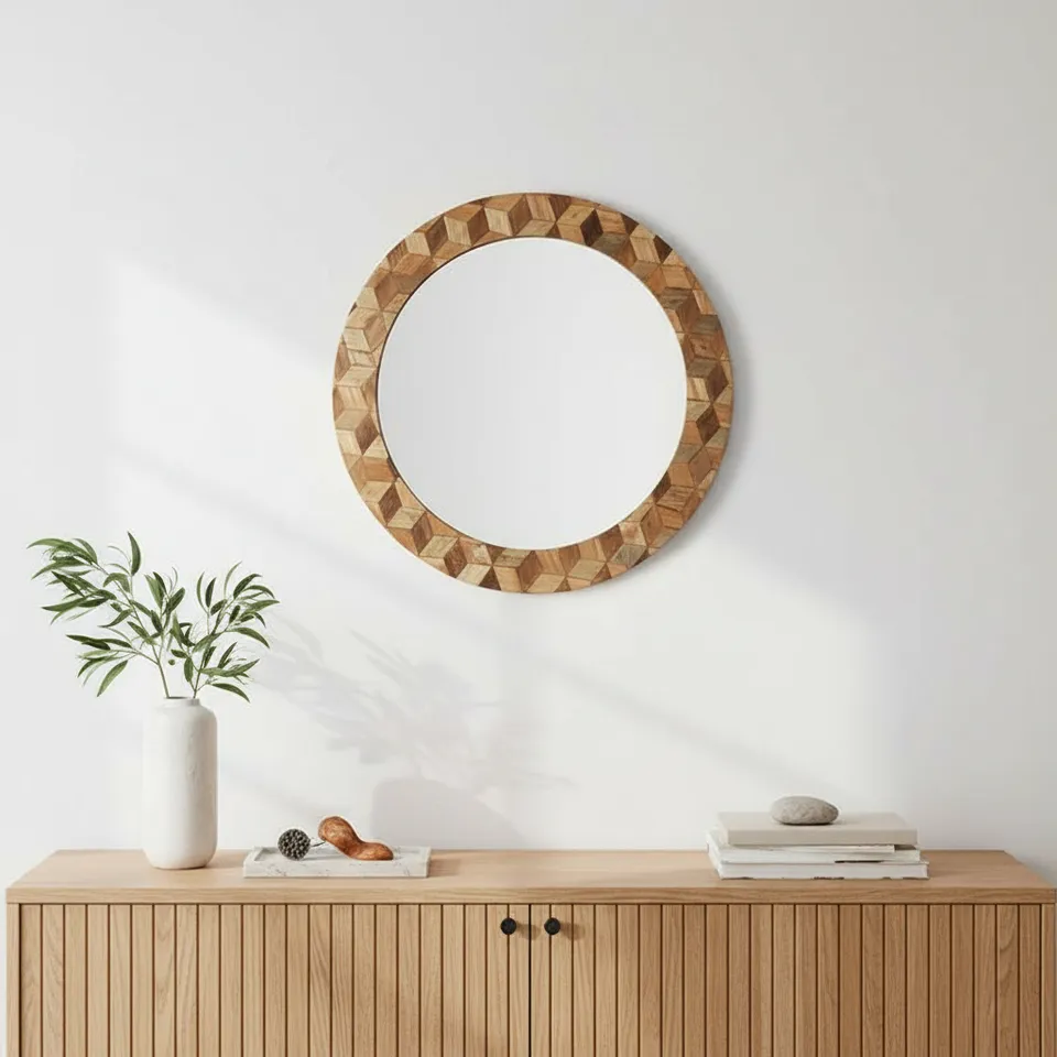 Rhombus Timber Wall Mirror media 1