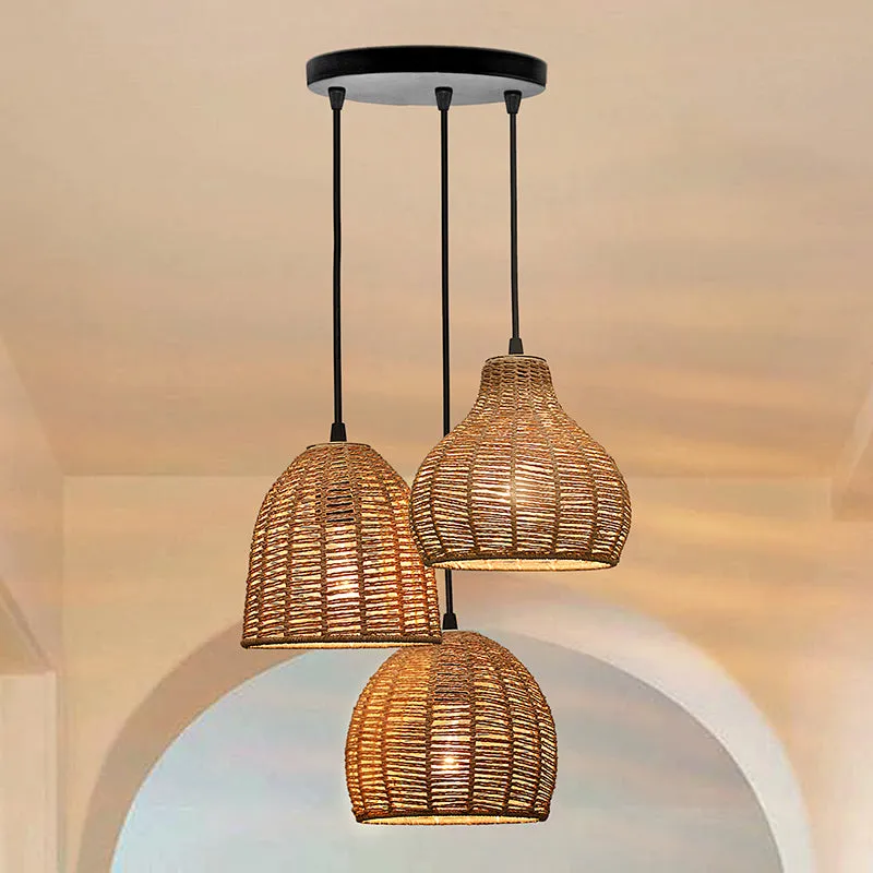 Wickra Rattan Cluster Raffia Ceiling Lamp media 1