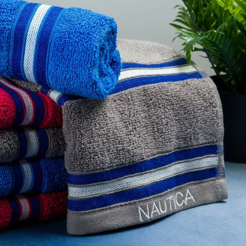 Nautica Dove Dual Down Cotton Hand Towel (Red,Blue & Grey) - Set Of Six media 4
