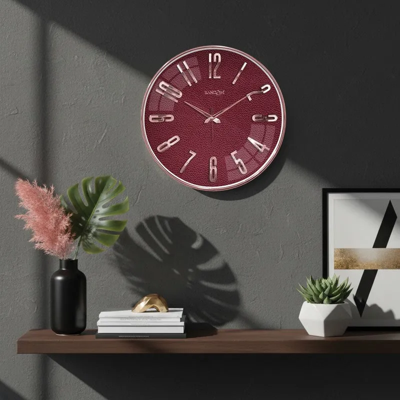 Elite Numeric Plastic Wall Clock - Red & Rose Gold media 1