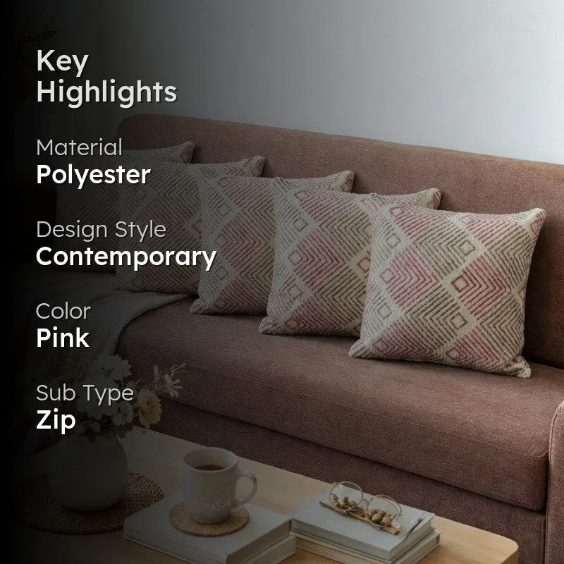 AngularAura Cushion Cover (Coral) - Set Of Five media 2