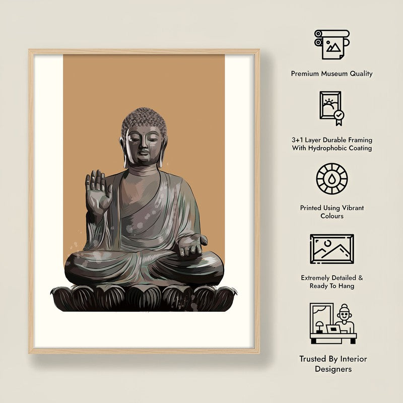 Buddha's Boon Archival Paper Wall Art  - Natural Brown Frame media 9