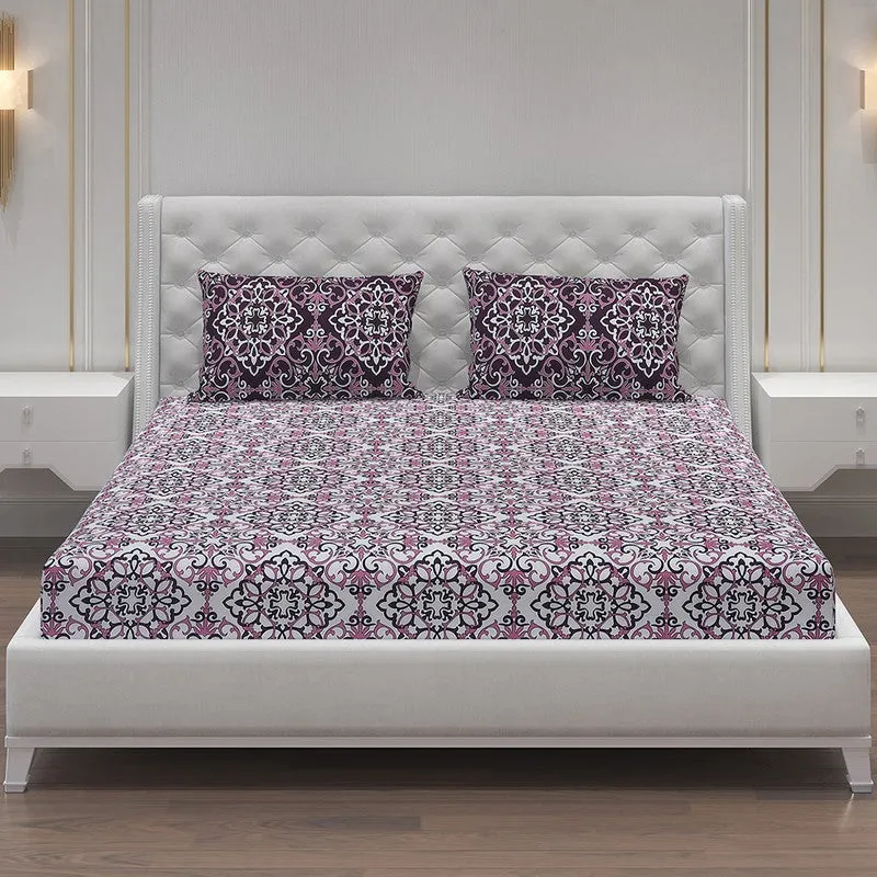 Monte Carlo Petal Aura Cotton Bedsheet (Brown,White) - 104 TC media 3