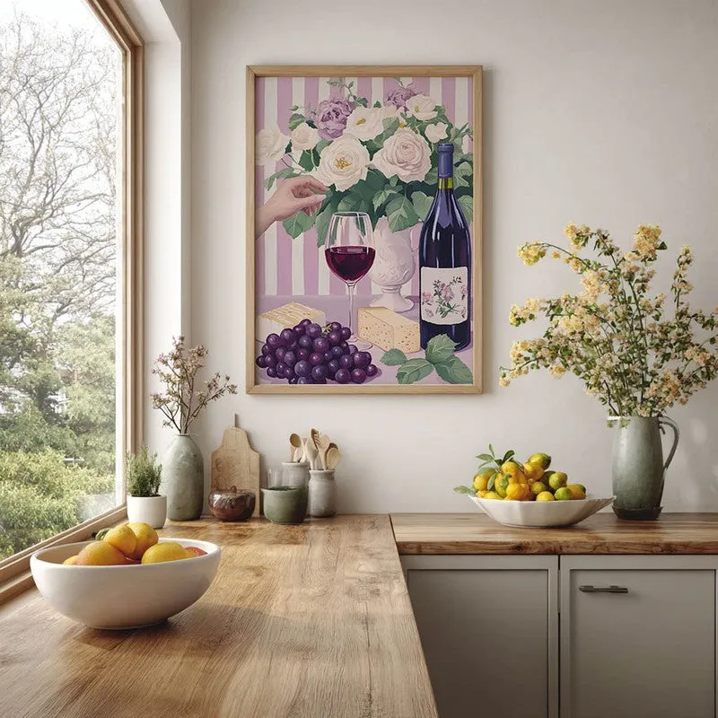 Floral Wine Archival Canvas Wall Art - Brown media 6