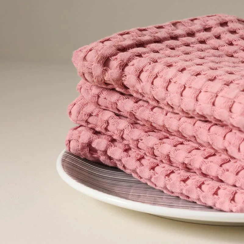Fluffy Waffle Face Towel (Pink) - Set of Four media 3