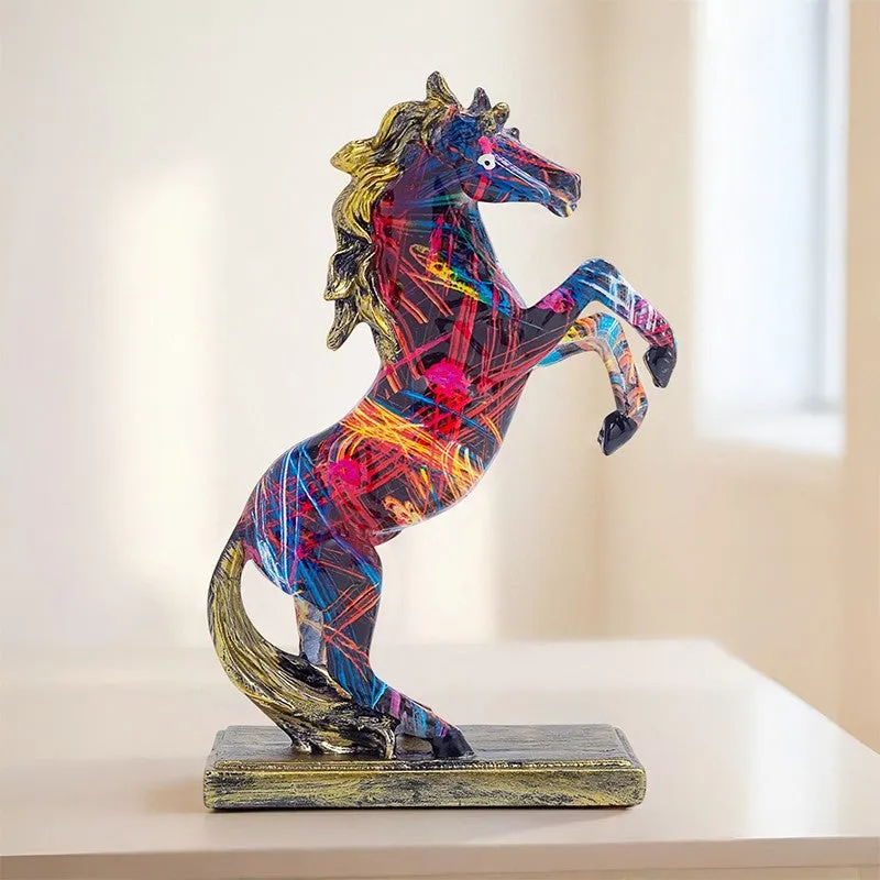 Colorful Rearing Horse Showpiece - Multicolor media 3