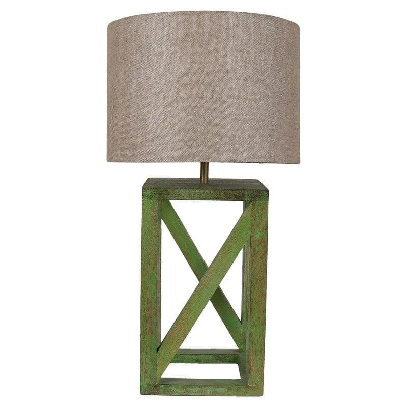 Budane Criss Cross Fabric Table Lamp - Beige,Green media 4