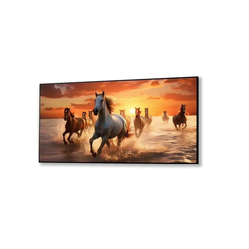 Ocean Horse Run Canvas Wall Painting With Black Frame media 4
