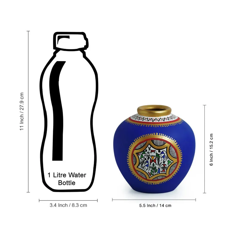 Madhuvan Handpainted Vase - Blue media 6