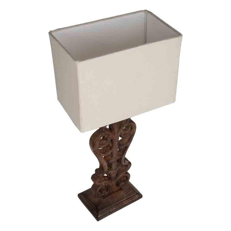 Meraki Carved Fabric Table Lamp - Brown,Beige media 4