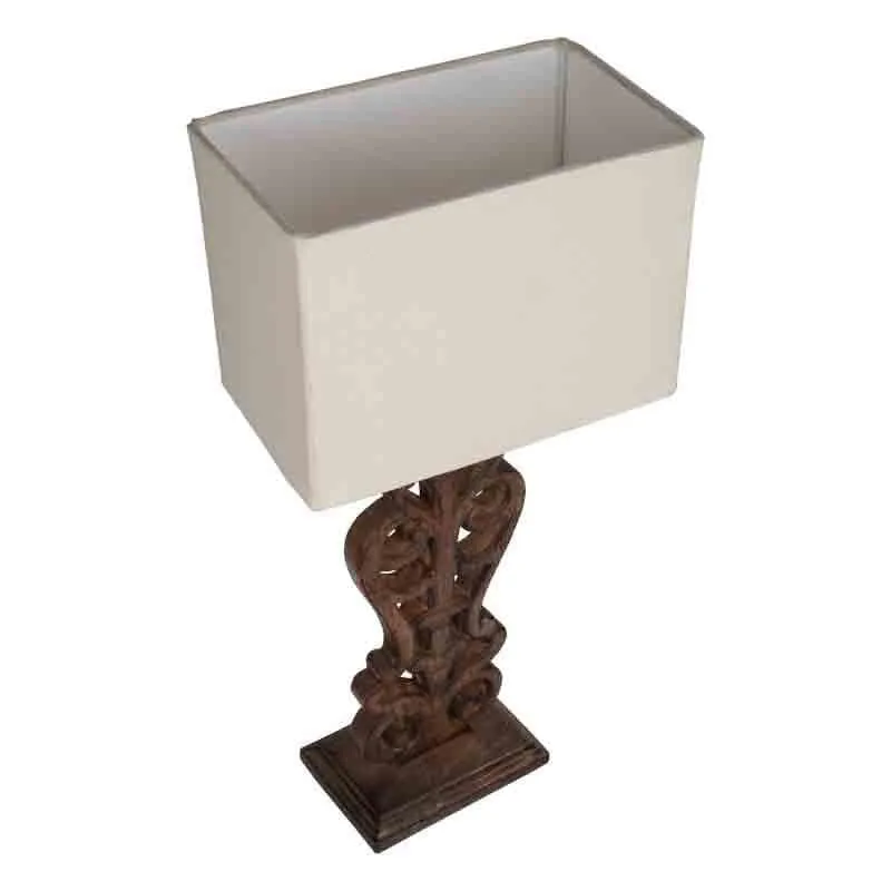 Meraki Carved Fabric Table Lamp - Brown,Beige media 4
