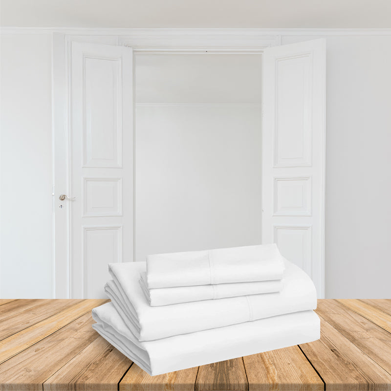 Caressence Solid Cotton Bedsheet (White) - 300 TC media 6