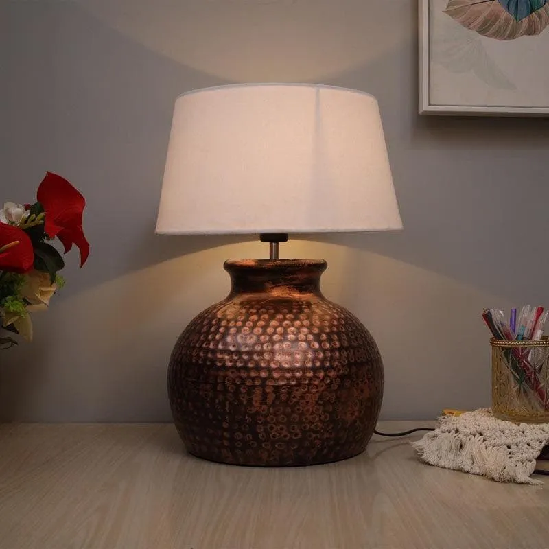 Ruchi Fabric Table Lamp - White,Bronze media 1