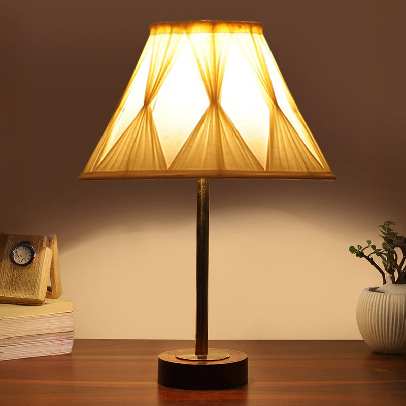 Pleatra Pinch Rodin Wooden Table Lamp - Ivory,Gold,Brown