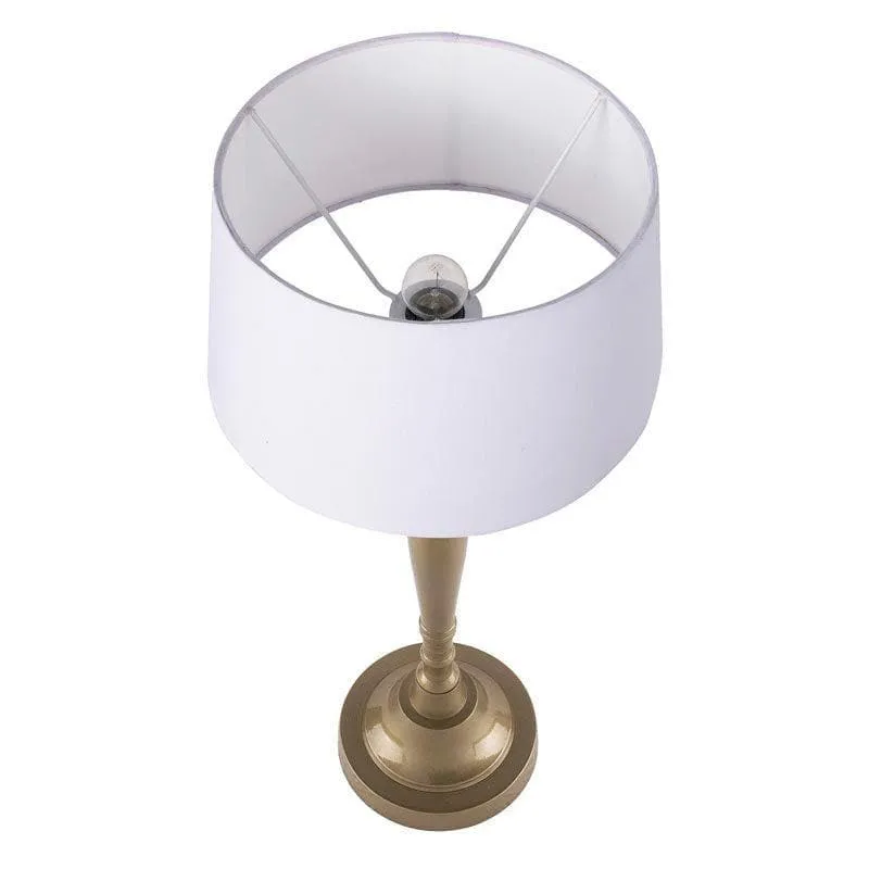 Imperial Gold Fabric Table Lamp With Drum Shade - Gold,White media 3
