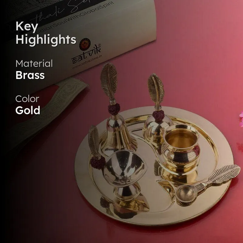 Rudraksha Brass Pooja Thali Set media 2