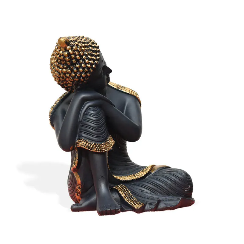 Zen Resting Buddha Showpiece - Black & Gold media 5