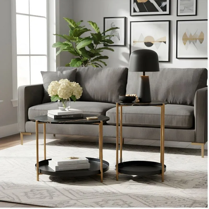 Arvo Hue Center Table (Black & Gold) - Set Of Two media 6