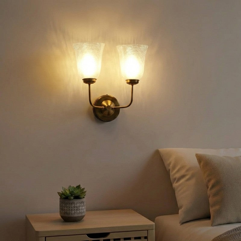 Crystal Bloom Twin Arm Glass Wall Lamp