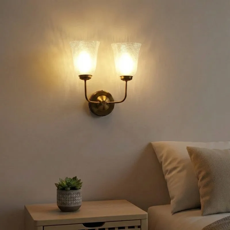 Crystal Bloom Twin Arm Glass Wall Lamp media 1