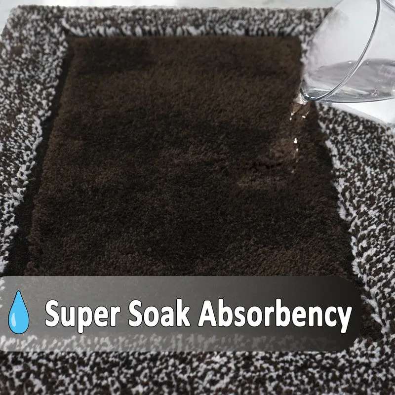 Water being poured onto the brown rug surface in a close-up absorbency demonstration
