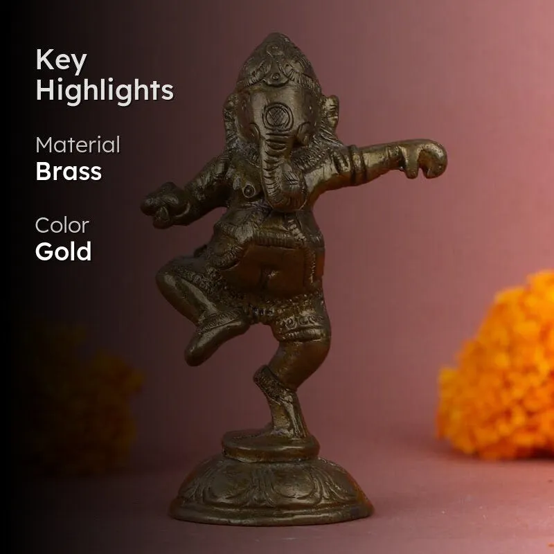 Ganesha Dancing Brass Idol media 2