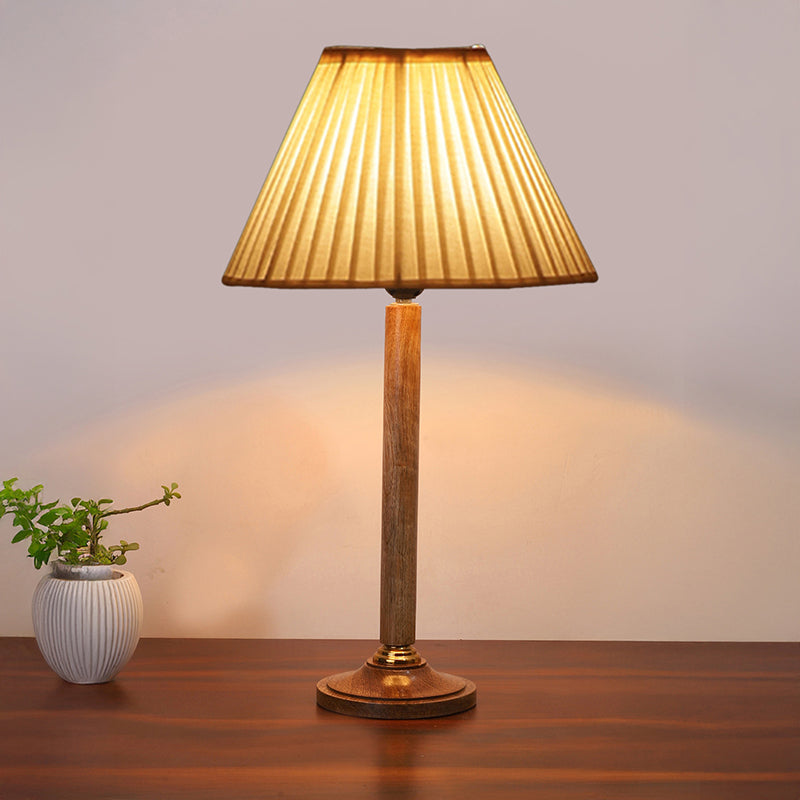 Antique Grace Table Lamp With Wooden Base - White,Brown